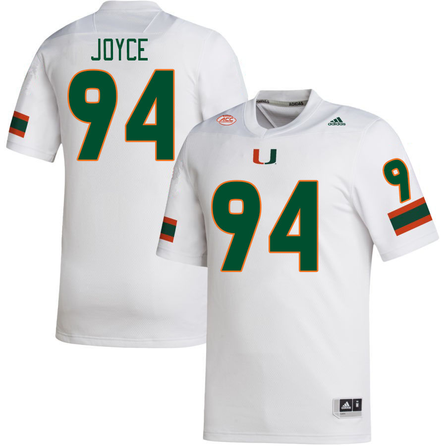 Men #94 Dylan Joyce Miami Hurricanes College Football Jerseys Stitched-White - Click Image to Close